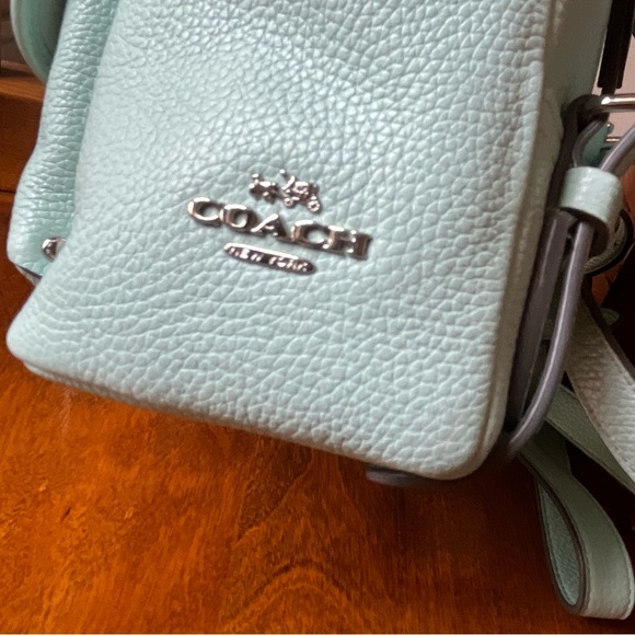 Coach turnlock mini backpack, pebbled leather, mint, green rucksack NWOT - Picture 13 of 13
